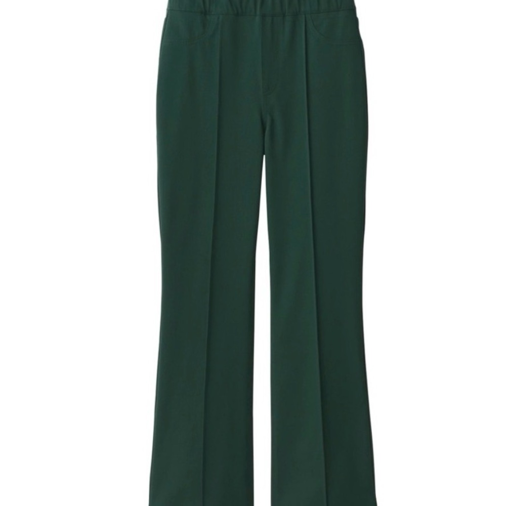 MUJI Women's Stretch Pintuck Flared Legging Pants - Picture 5 of 6
